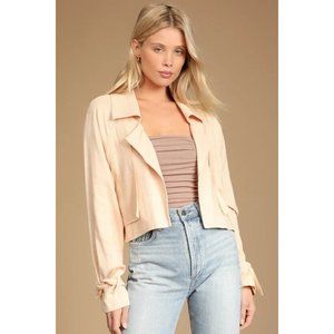 Lulu's Positively Chic Cream Cropped Blazer NWT New Jacket Women Lined Size XL